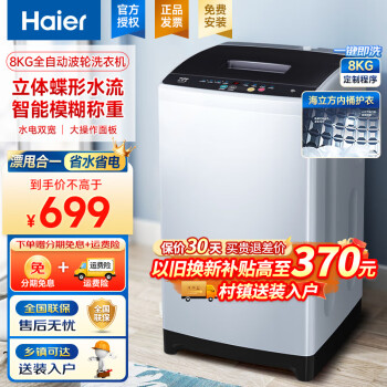 Haier 海尔 漂甩二合一节能家用租房宿舍公寓洗衣机 8公斤大神童