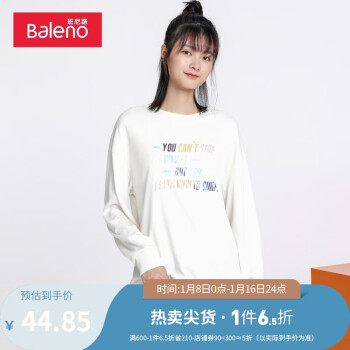 Baleno 班尼路 秋款长袖卫衣女个性字母印花潮流套头衫时尚圆领棉质百搭上衣 08W M