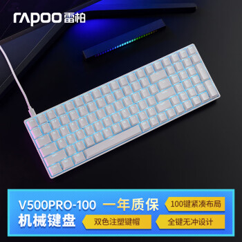 RAPOO 雷柏 V500PRO-100 100键 有线机械键盘 白色 青轴 单光
