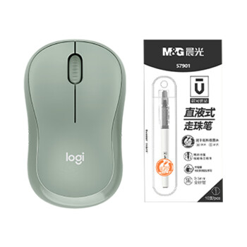 logitech 罗技 M221静音鼠标薄荷绿 优品系列-黑色0.5-10支 套装（开学季专享）