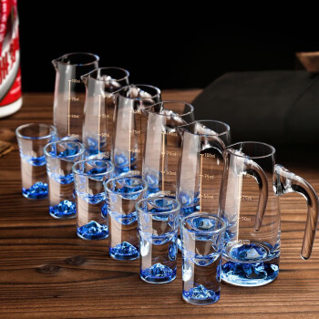 Fankaqi 梵卡奇 蓝色冰山白酒杯分酒器套装家用水晶玻璃带刻度中式酒壶