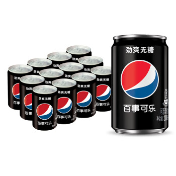 pepsi 百事 可乐 无糖 Pepsi 迷你可乐汽水 碳酸饮料 200ml*12 听装 百事出品