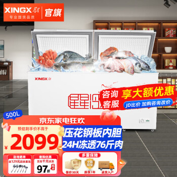 XINGX 星星 519升 商用单温冰柜 大容积卧式冷柜   BD/BC-519E