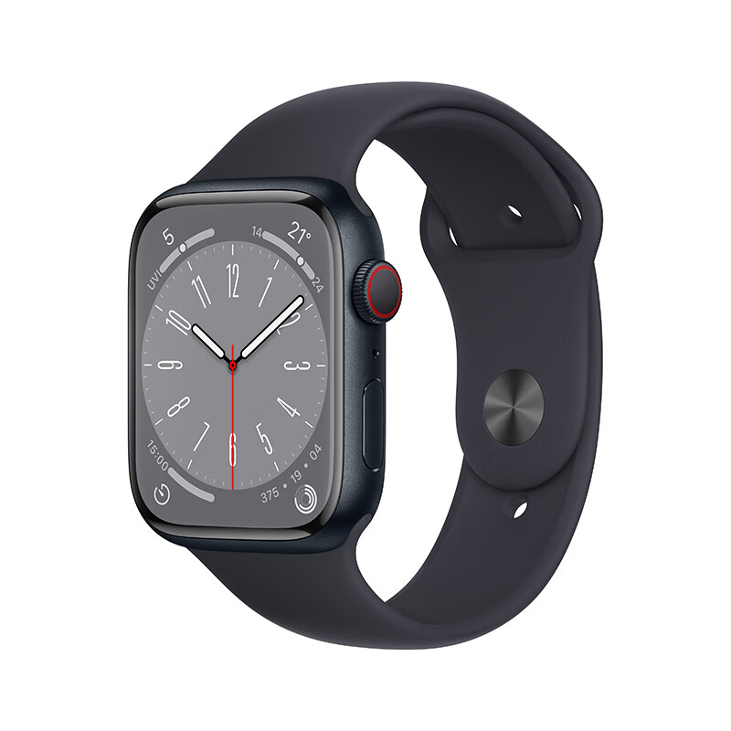 Apple 苹果 Watch Series 8 智能手表 45mm GPS+蜂窝网络款 石墨色不锈钢表壳 午夜色运动型表带 3549元