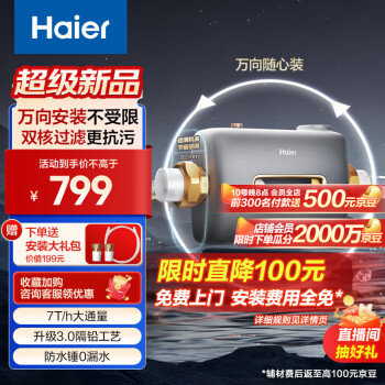 Haier 海尔 前置过滤器万向安装家用40微米双滤网过滤器HQZ60-HFAW12