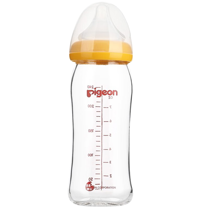 再降价、京东百亿补贴：Pigeon 贝亲 宽口径玻璃奶瓶240ml黄色L号奶嘴（6个月以上） 65元包邮