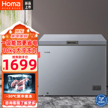 Homa 奥马 251升家用商用冰柜 一级能效 -30℃深冷速冻 卧式冷藏冷冻变温柜 云母灰 BC/BD-251H