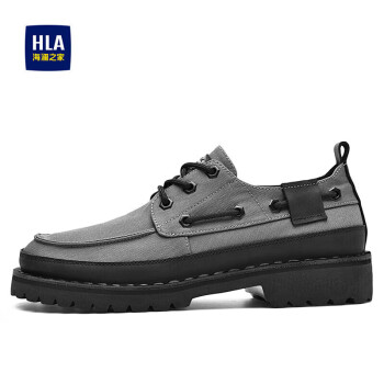 HLA 海澜之家 男鞋复古风低帮休闲鞋透气厚底工装鞋HAAGZM2ACm0028 灰色42