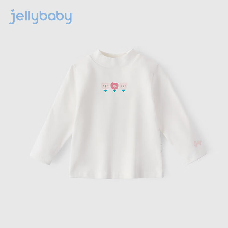 JELLYBABY 2023年春季新款女童长袖T恤儿童打底衫 米白 100 券后45元