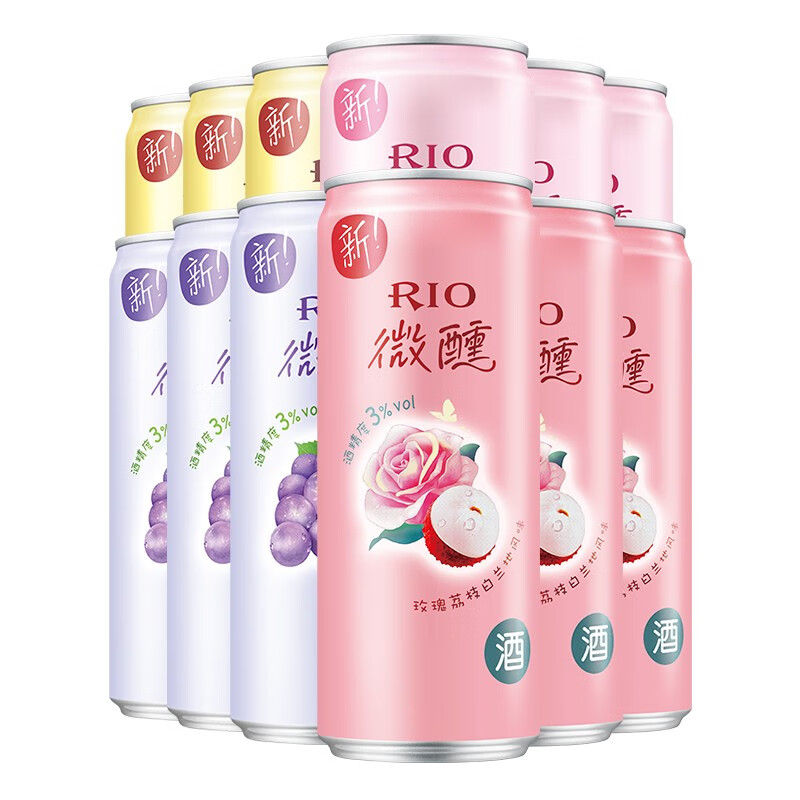 RIO 锐澳 微醺鸡尾酒 330ml*12瓶（百香果3+白桃3+葡萄3+玫瑰荔枝3） 券后59.8元
