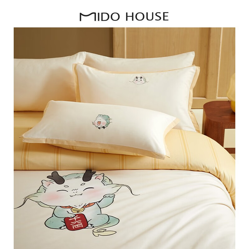 京东PLUS：MIDO HOUSE 铭都家居 100支全棉磨毛印花四件套 招财龙宝 1.5/1.8m 299元