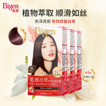 Bigen 美源 丝质护发染发 240g 三盒装 (柔褐红色 5R)丝质霜状