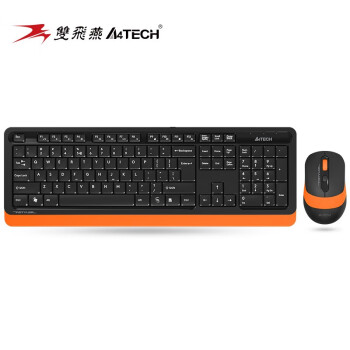 A4TECH 双飞燕 FG1010 飞时代键鼠套装无线 台式电脑键盘鼠标套装笔记本外接薄膜办公打字专用键盘 活力橙