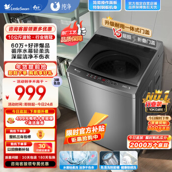 小天鹅 健康免清洗系列 TB100V23H 定频 波轮洗衣机 10kg 智利灰
