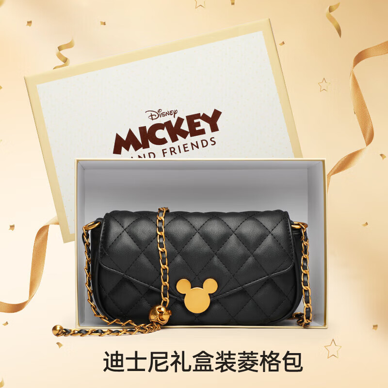 Disney 迪士尼 包包女包轻奢女包经典菱格米奇金属扣链条包礼盒装送老婆送女友 151.2元