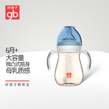 gb 好孩子 小饿魔系列 B80375 PPSU奶瓶 240ml 粉蓝 6月+