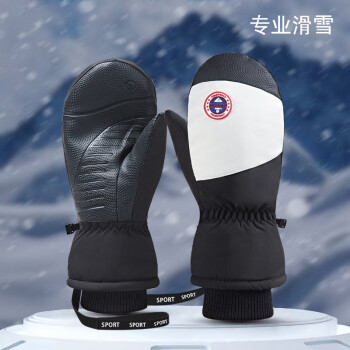 Move iron 魔轮 冬季滑雪手套户外运动保暖骑行手套加绒加厚防风防寒触屏手套黑白