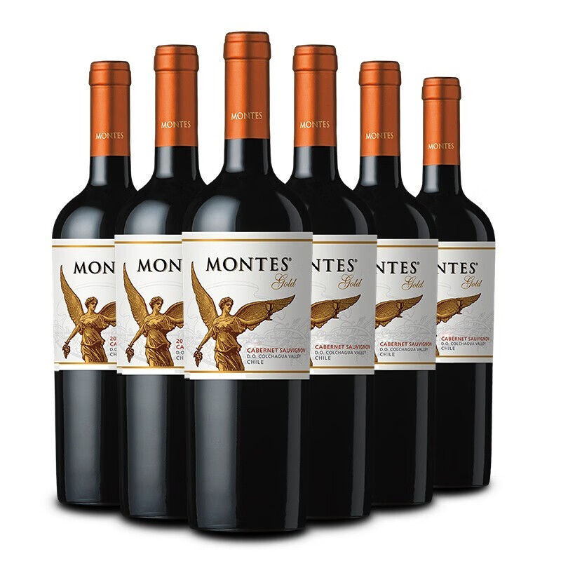 MONTES 蒙特斯 金天使赤霞珠干红葡萄酒750ml 智利原瓶进口红酒6支整箱 649元