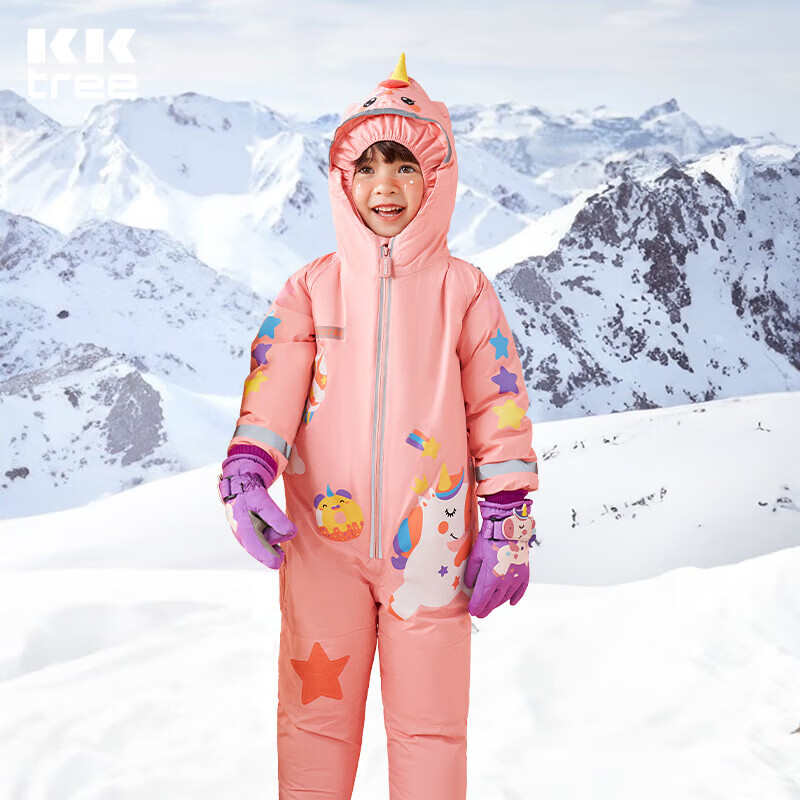 kocotree kk树 儿童滑雪服连体男女童滑雪装备保暖棉服秋冬防风单滑雪服 129.9元