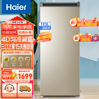 Haier 海尔 193升分区大抽屉防串味家用立式冰柜 BD-193MDT