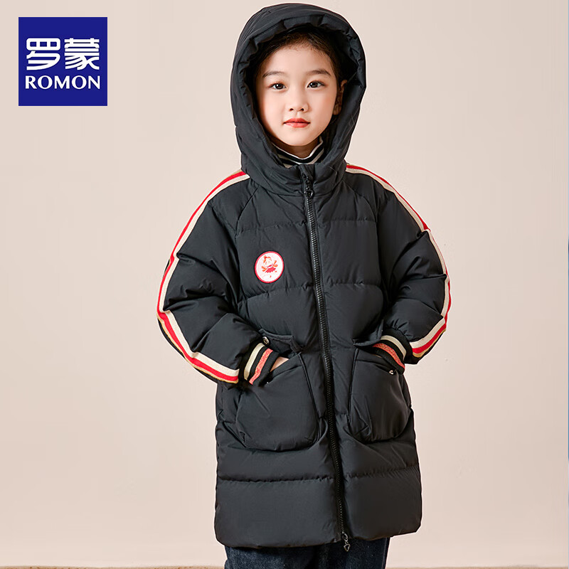 ROMON 罗蒙 儿童90%白鸭绒加厚羽绒服 中长款 LM111 券后109.9元
