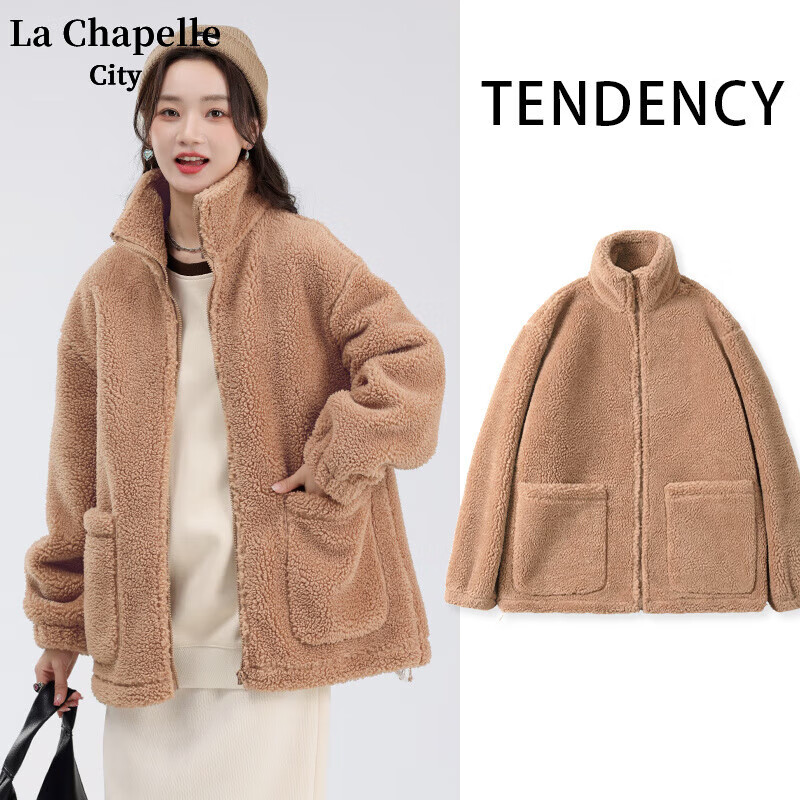 La Chapelle City 拉夏贝尔 女士新年颗粒绒保暖上衣外套 券后74.9元