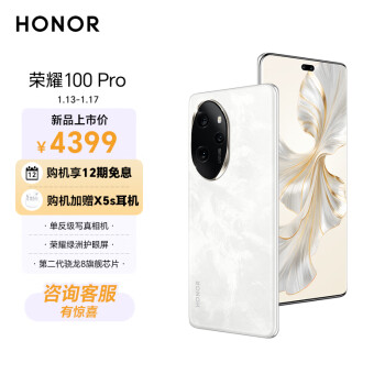 HONOR 荣耀 100 Pro 5G手机 16GB+1TB 月影白 ￥4399