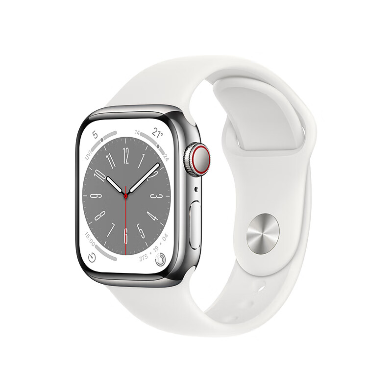Apple 苹果 Watch Series 8 智能手表 41mm GPS+蜂窝网络款 白色运动型表带（GPS、血氧、ECG） 券后3349元