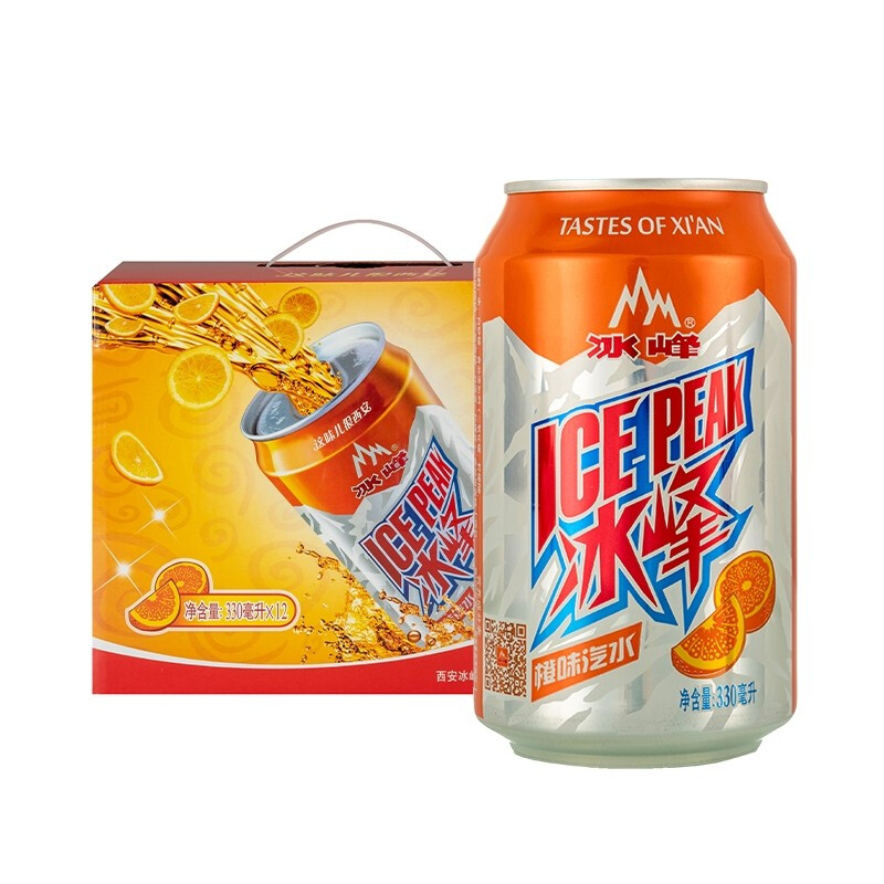 冰峰 ICEPEAK）橙味汽水330ml*12罐陕西特色礼盒装碳酸饮料（超市礼盒） 22.16元（需买3件，需用券）