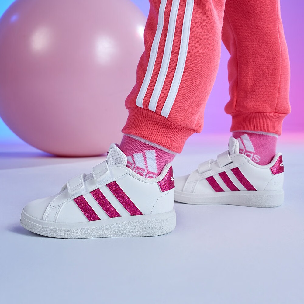 17日20点：adidas 阿迪达斯 女婴童魔术贴学步鞋 白色/玫红色 25(145mm) 139元