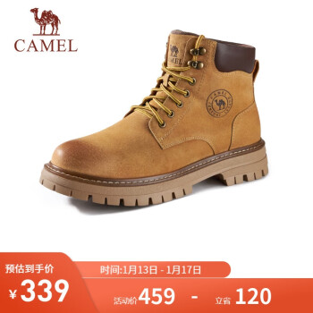 CAMEL 骆驼 大黄靴男女同款英伦风马丁靴工装户外登山鞋 GE122W7757T 金黄色（男款） 40