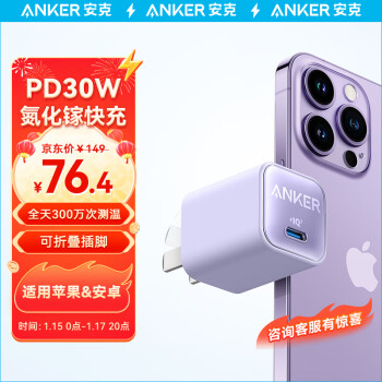 Anker 安克 安芯充Pro 手机充电器 Type-C 30W 紫色