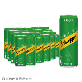 Schweppes 怡泉 零糖零卡 柠檬味 苏打水 饮料 330ml*24罐 整箱装