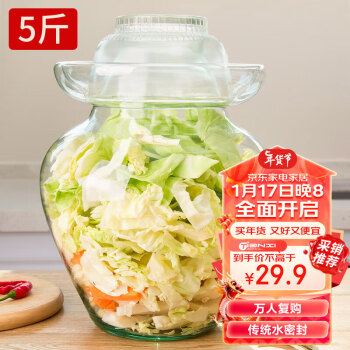 TiaNXI 天喜 玻璃泡菜坛子家用加厚密封罐透明大容量咸菜罐泡酒腌菜坛子5斤装