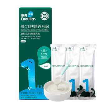 Enoulite 英氏 多乐能系列 维C加铁营养米粉 国产版 1阶 原味 45g ￥3.9