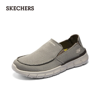 SKECHERS 斯凯奇 男一脚蹬休闲鞋舒适透气百搭乐福鞋210398 灰褐色716 44