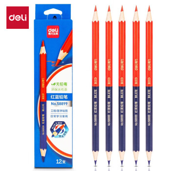 移动端：deli 得力 58899 六角杆铅笔 双头款 HB 红蓝色 12支装