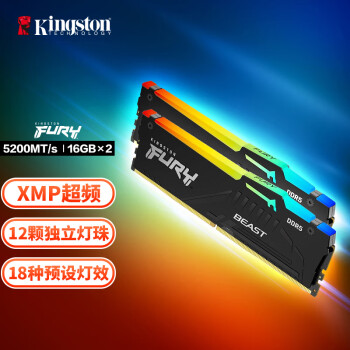Kingston 金士顿 DDR5 5200 RGB灯条 32GB（16Gb*2）