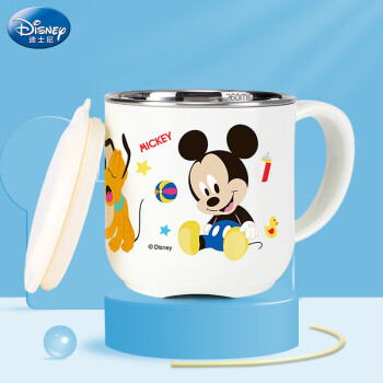 Disney 迪士尼 儿童水杯宝宝喝牛奶杯家用带刻度耐摔不锈钢口杯上幼儿园喝水杯子