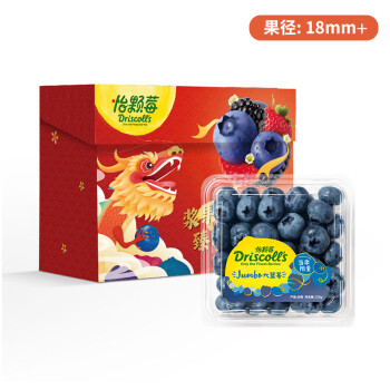 怡颗莓 Driscoll’s 云南蓝莓 jumbo超大果 原箱12盒礼盒装 约125g/盒