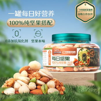 三只松鼠 每日坚果纯坚果 500g罐装