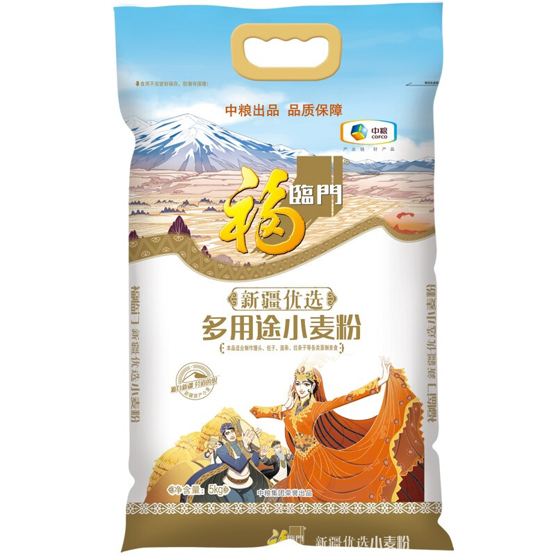 京东PLUS：福临门 新疆优选 多用途小麦粉 5kg 29.74元（89.21元/3件，双重优惠）