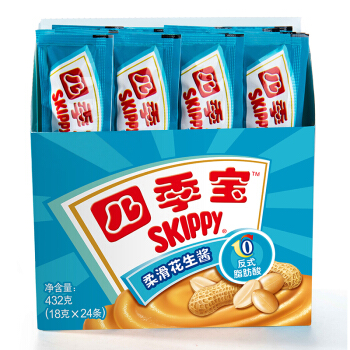 SKIPPY 四季宝 花生酱 早餐面包酱 调味酱 花生小将18gX24支/盒 26.7元