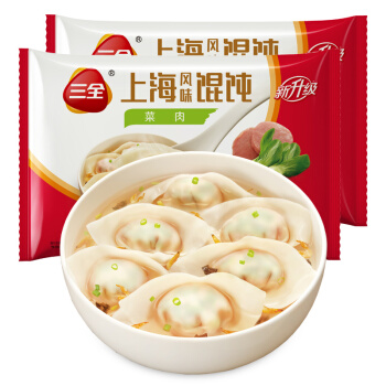 三全 上海风味馄饨 菜肉口味 500g*2袋 组合装 早餐水饺 云吞 11.91元（需买5件，需用券）
