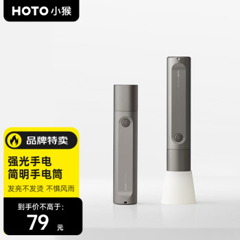 HOTO 手电筒多功能强光充电户外小巧便携露营自驾徒步夜骑 简明手电筒