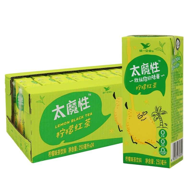 统一 太魔性 柠檬红茶 网红茶 经典柠檬茶风味饮品 250ml*24盒 券后11.76元