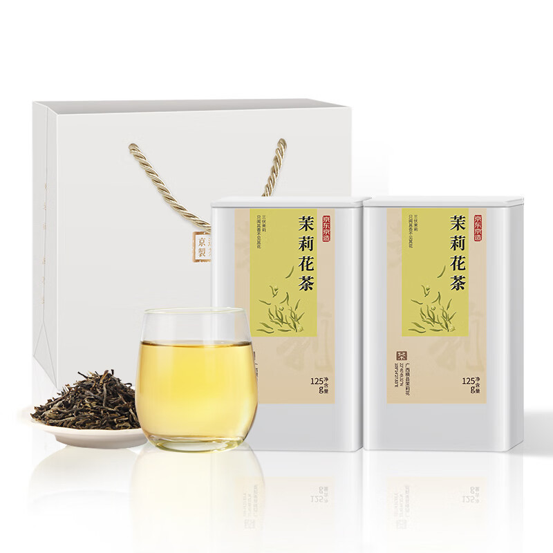 京东京造 茉莉花茶特级浓香125g*2罐 含精美礼袋自饮送礼茶叶 券后79元