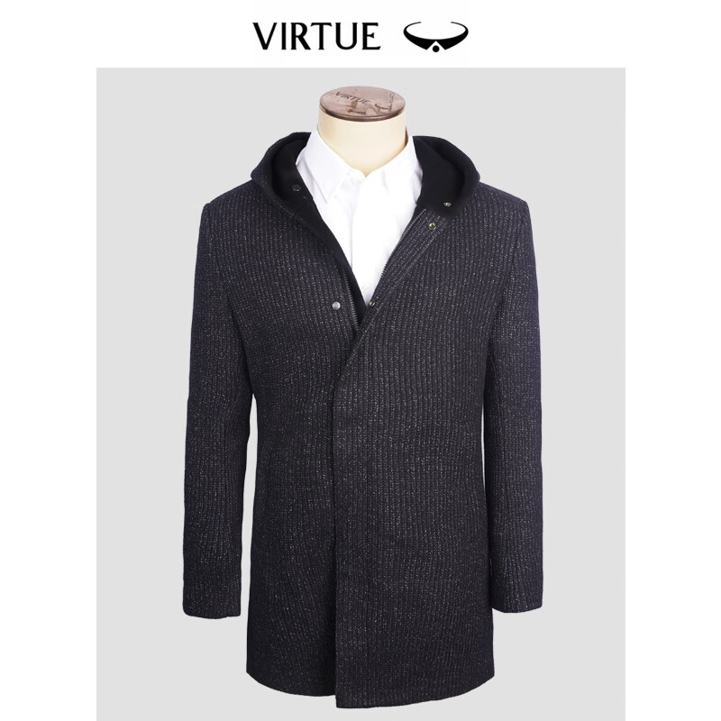 Virtue 富绅 绵羊毛针织大衣连帽中长款 券后88元
