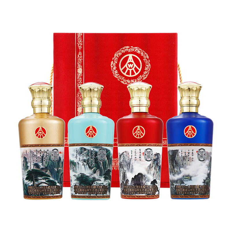 WULIANGYE 五粮液 52%vol浓香型白酒 500ml*4瓶 礼盒装 券后399元