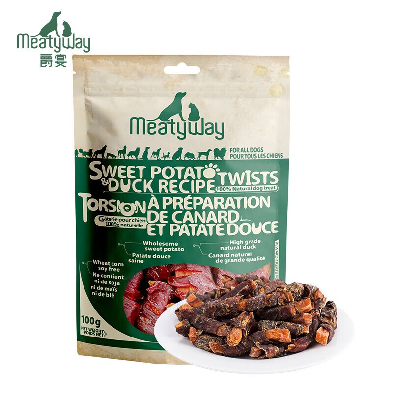 MeatyWay爵宴 Meatyway 爵宴狗零食 鸭肉甘薯卷100g*8 券后78元